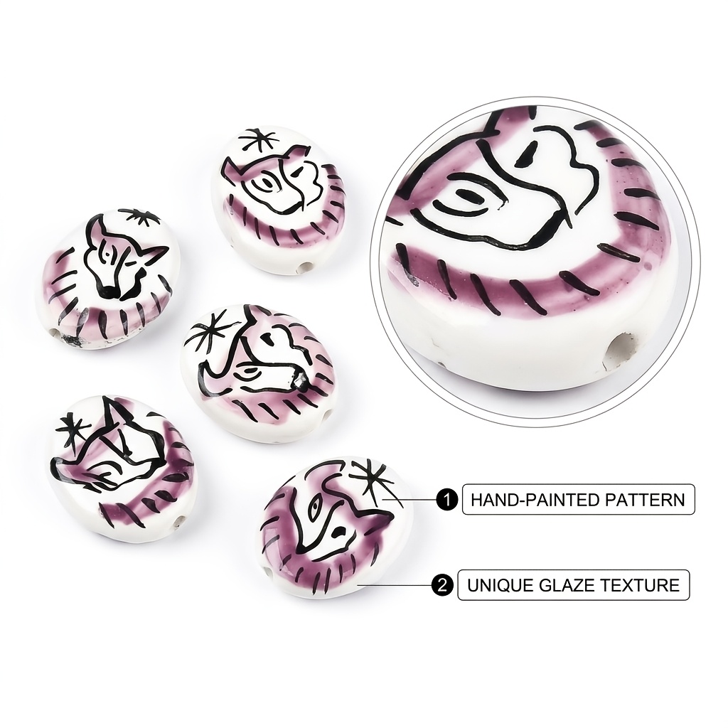 7pcs Hand-Painted Bohemian Tribal Wolf Beads for DIY Jewellery